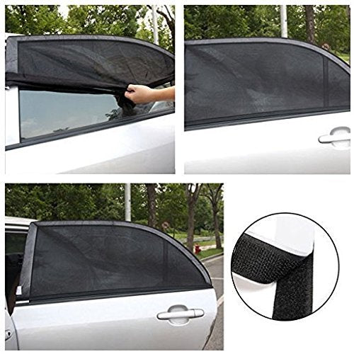 Pair of Car Window Shade for Sun Universal Fit Adjustable Sun Shade Breathable Mesh Car Curtains Window Net Car Rear Door Outdoor Camping Netting (XL)