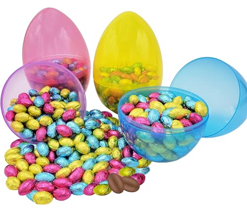 The Dreidel Company 8 Inch Massive Translucent Easter Eggs (2 Pack) Colorful Bright Plastic Easter Eggs, Perfect For Easter Egg Hunt, Surprise Egg, Easter Hunt, 8" Giant Fillable Eggs (2-Pack)