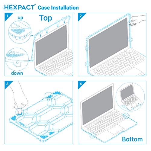 IBENZER Hexpact Compatible with New MacBook Air 13 Inch Case 2022 2021 2020 M1 A2337 A2179 A1932, Heavy Duty Protective Case for Apple Mac Air 13 Retina with Touch ID, Black, HAT13-BK