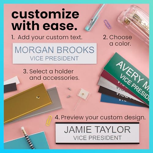 ExcelMark 2" x 8" Custom Engraved Name Plate with Square Corners