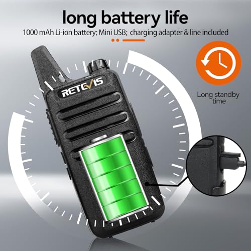 Retevis RT22 Two Way Radio Long Range Rechargeable,Portable 2 Way Radio,Handsfree Walkie Talkie for Adults Cruise Hiking Hunting Skiing(4 Pack)