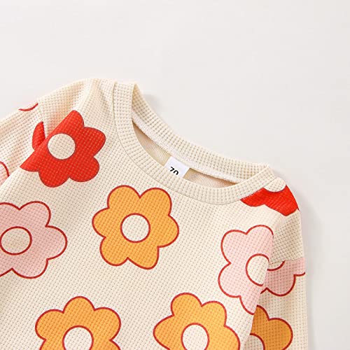 Kayotuas Baby Girl Crewneck Sweatshirt Romper Oversized Long Sleeve Flower Printing Bodysuit Cute Fall Clothes (Daisy Floral,0-6 Months)