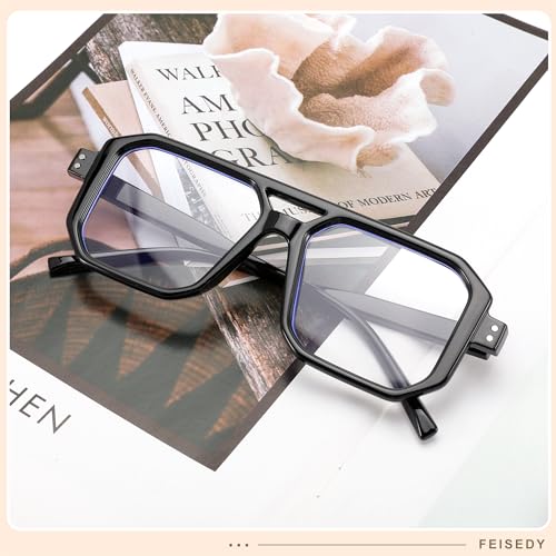 FEISEDY Blue Light Blocking Glasses, Aviator Frame Computer Reading/Gaming/TV/Phones Glasses for Women Men B0165