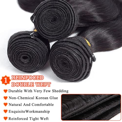 12A Human Hair Bundles 22 24 26 Inch Body Wave Bundles Human Hair Weave 3 Bundles Human Hair 100% Unprocessed Brazilian Bundles Hair Body Wave Hair Bundles Deals Human Hair Bundle Natural Black