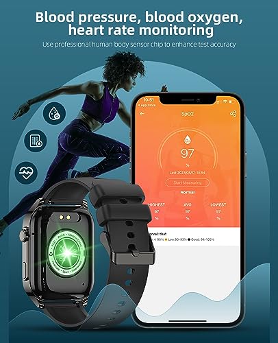 SOUYIE Smart Watch, Infrared True Blood Oxygen Monitor, 1.91" HD Smartwatch for Men with Heart Rate, Sleep Monitor, IP68 Waterproof Fitness Tracker Compatible with Android iOS iPhone