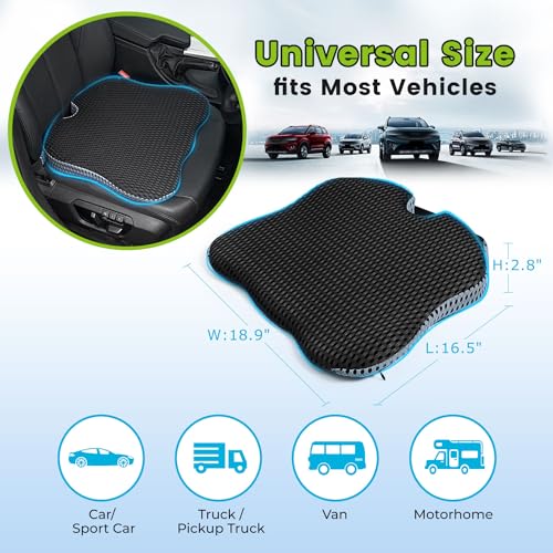 Wedge Car Seat Cushion for Driving Broaden Vision by Raised Back- Soft Dense Memory Foam Car Seat Cushion for Car Seat Driver/Passenger Offer Comfort and Relief for Sciatica,Hip,and Coccyx Pain(Black)