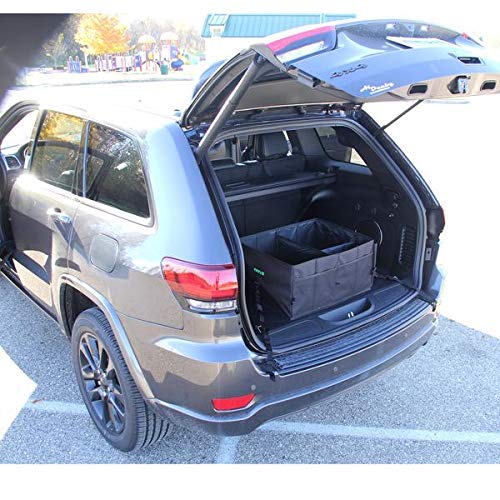 Drive Auto Car Trunk Organizer - Collapsible, Multi-Compartment Automotive SUV Car Organizer for Storage w/Adjustable Straps - Truck & Car Accessories for Women and Men - Black