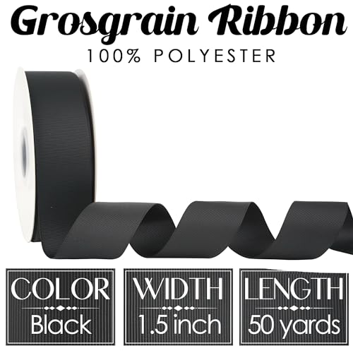MEEDEE Ivory Grosgrain Ribbon 1-1/2 Inch Grosgrain Hair Ribbon 50 Yards Per Roll Thick Ivory Ribbon for Hair Bow Supplies Boutique Grosgrain Ribbons for Crafts, Sewing, Scrapbooking