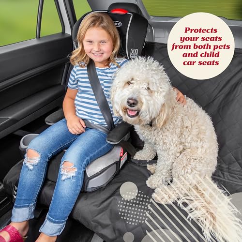 Lusso Gear Dog Car Seat Cover for Back Seat, Waterproof- Protects from Scratches, Shedding, Mud, & More, Non-Slip Cover Stays Securely in Place, Fits Your Car, Truck, & SUV (Basic Edition- Black)