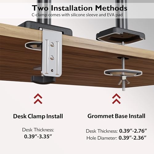 BONTEC Dual Monitor Mount for 13-32 Inch Screens, Tall Computer Monitor Stand, Adjustable Gas Spring Monitor Arm with Tilt, Swivel, Rotation, VESA 75x75, 100x100mm, Holds Up to 19.8lbs