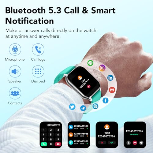 Smart Watch (Answer/Make Calls), Smartwatch for Men Women, 112 Sport Modes, IP68 Waterproof, Fitness Activity Tracker, Heart Rate Monitor Sleep Step Counter, Green