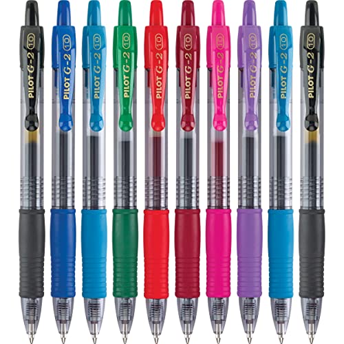 PILOT G2 Premium Retractable Gel-Ink Rolling Ball Pens, Bold Point (1.0mm), Assorted, 10-Pack, (11887)