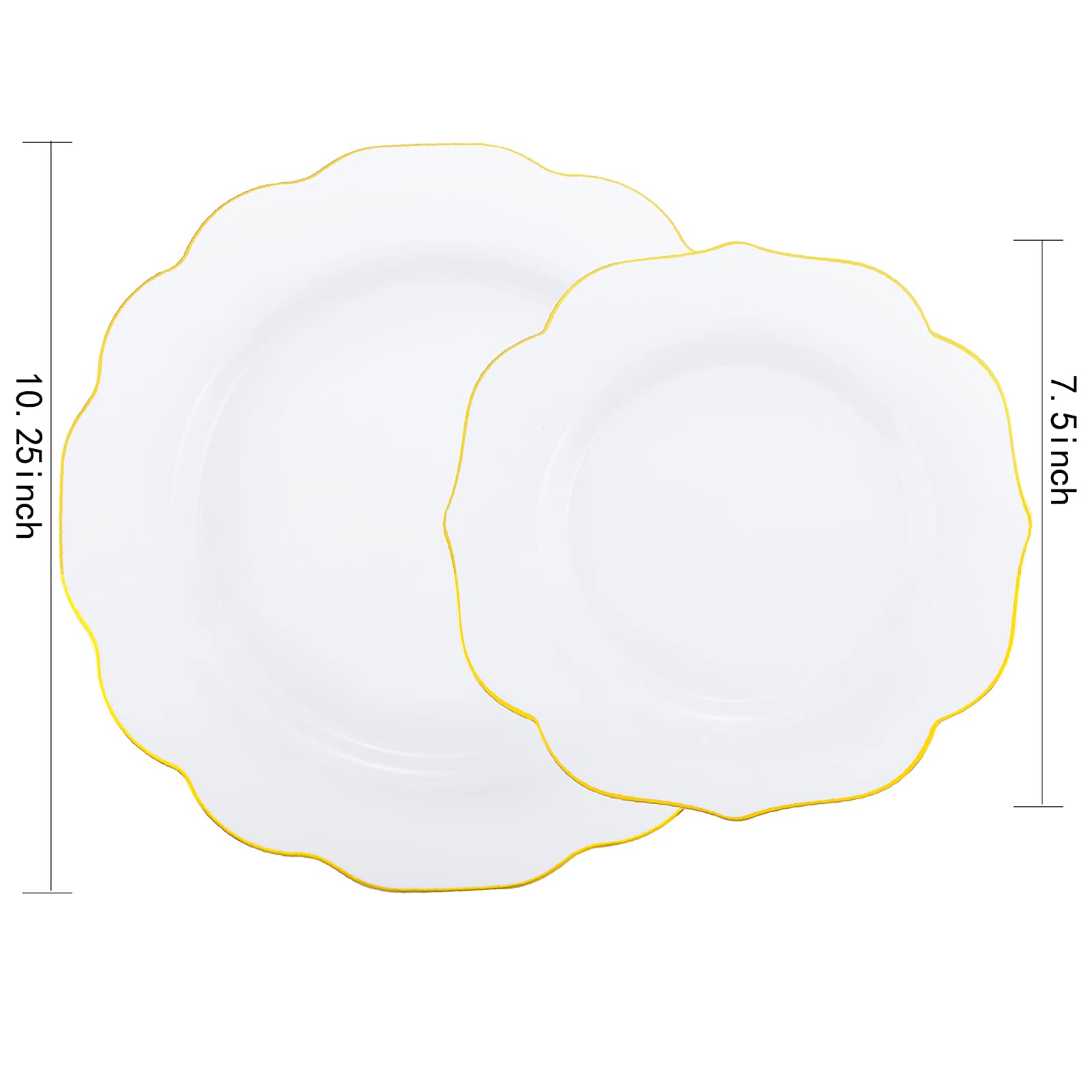 NOCCUR 120PCS Gold Plastic Plates Disposable for 60 Guests - Include 60 Dinner / 60 Dessert Plates Heavy Duty for Wedding&Party