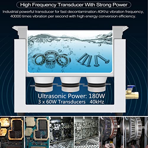 Kaimashi Ultrasonic Cleaner 6.5L with Digital Timer and Heater, Stainless Steel Ultrasonic Cleaning Machine for Carburetor Parts Cleaning