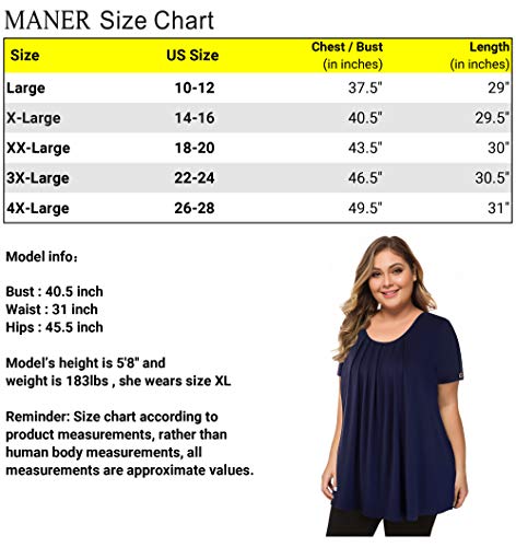 MANER Women's Plus Size Tops Short Sleeve Flowy Shirts Casual Blouses Tunic Tops L-4XL(Orange, Large)