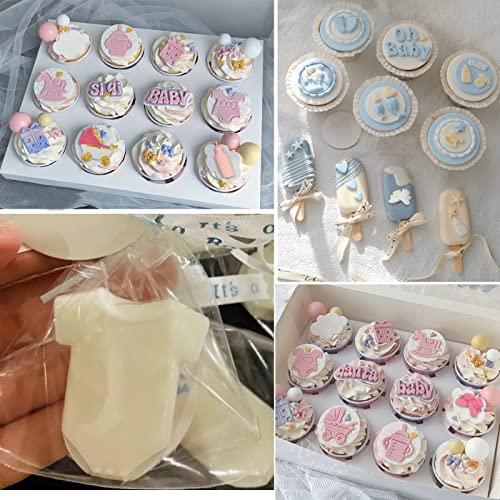 Baby Showers Fondant Molds 4pcs, Baby Stroller Cake Decorating Silicone Molds Kitchen Baking Tools for Chocolate Candy, Bread, Cookies, Mousse, Soap, Epoxy, Clay, Candles