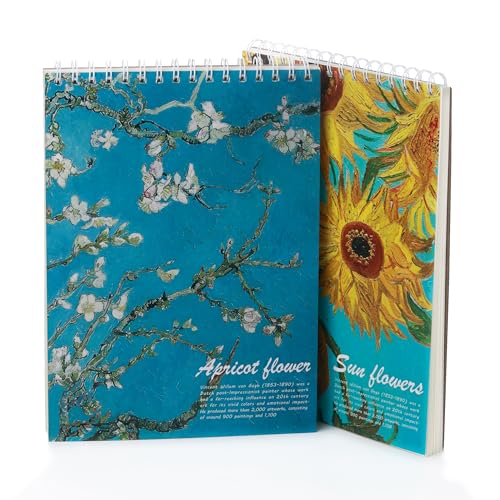 Almond Blossom Classic Art Sketchbook,98lb/160gsm Acid Free Thick Paper Drawing and Doodling,2 Pack of A4 Blank Spiral Bound Journal Notebook for Kids, Students and Adults.