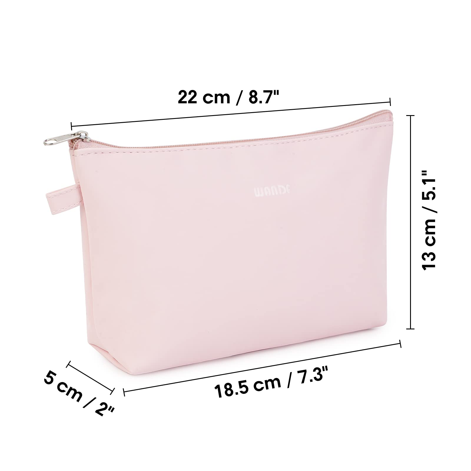 WANDF Cosmetic Bag for Women Makeup bag Organizer Small Mini Makeup Pouch for Purse Water Resistant Girls Gift (Pink)