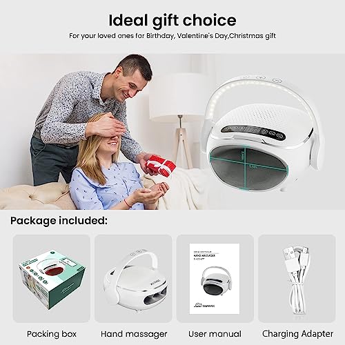 Snailax Gifts for Mom Dad Woman Man, Hand Massager with Heat, Compression, Vibration, Hand Massager Machine with 3 Heating Levels & 3 Vibration Modes & 3 Compression Intensities, Wireless