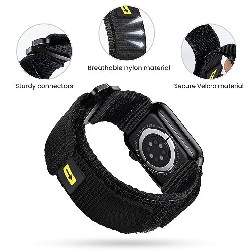 ABELTA Band Compatible with Apple Watch 41mm 40mm 38mm, Braided Nylon Band with Velcro Design, Sports Trail Women Men strap for iWatch Apple Watch Series 9 8 7 6 5 4 3 2 1 SE (Black)
