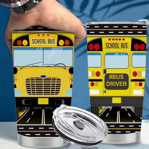 GemsLives Bus Driver Appreciation Gifts - School Bus Driver Gifts Tumblers Cup Stainless Steel Drinking Cup Idea Presents for Bus Driver - Gifts for Retired Bus Driver