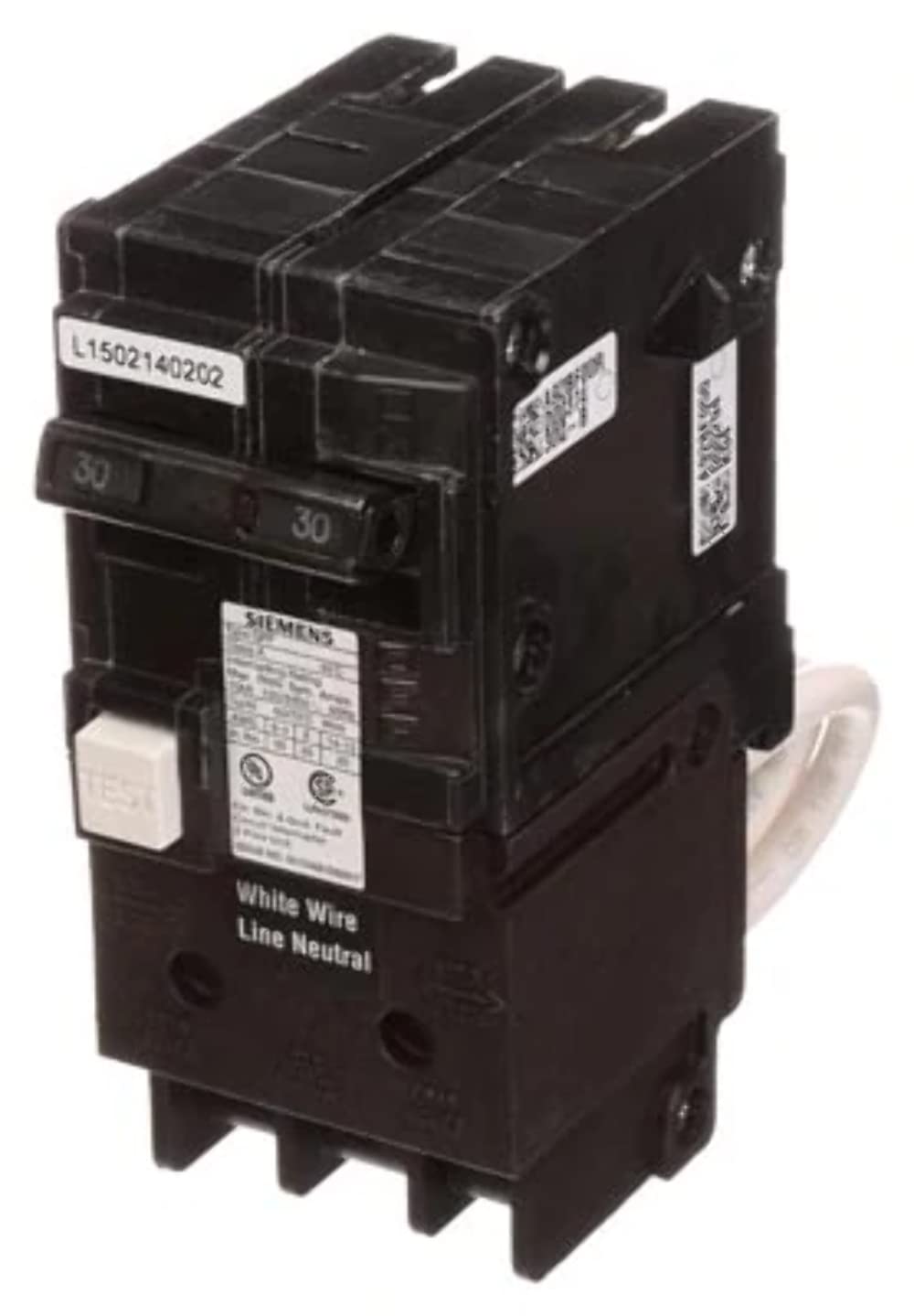 SIEMENS QF220A Ground Fault Circuit Interrupter, 20 Amp, 2 Pole, 120V, 10,000 Aic,