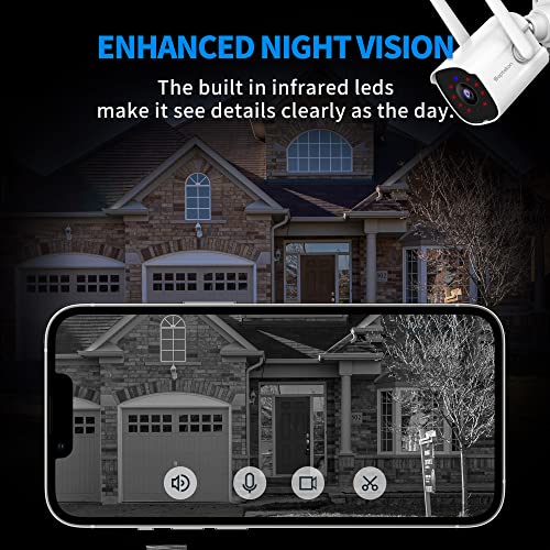 Septekon 2K Security Cameras Outdoor, 2.4G WiFi Cameras for Home Security with Two-Way Audio, Night Vision, IP66 Waterproof, Motion Detection Alarm - P30