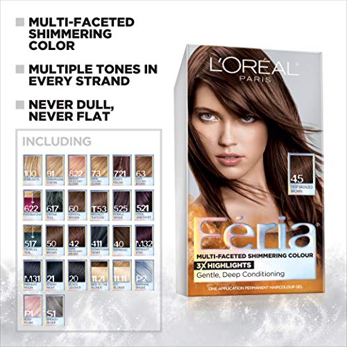 L'Oreal Paris Feria Multi-Faceted Shimmering Permanent Hair Color, French Roast, Hair Dye Kit, Pack of 2