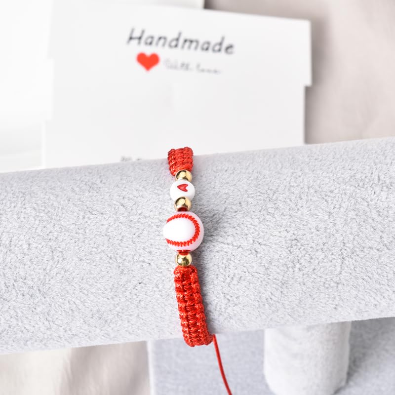 Red Wristbands Baseball Bracelet for Daughter Sister Niece Christmas Birthday Gifts for Baseball Fans Players Gifts for Boys Girl Good Luck Gift for Baseball Teams Teammates Inspirational Bracelet
