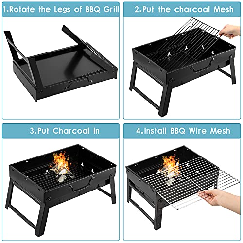 Uten Charcoal Grill, BBQ Grill Folding Portable Lightweight smoker Grill (Medium)
