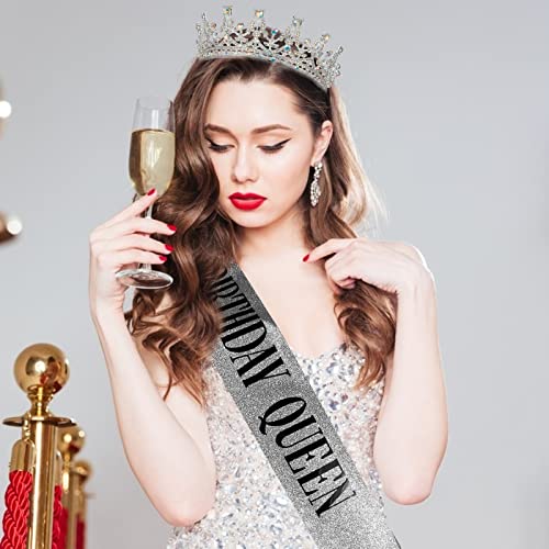 COCIDE Birthday Tiara and Crown for Women, Sash for Girls, Decorations Set, Rhinestone Headband, Crystal Hair Accessories, Party Hair Band, Cake Toppers