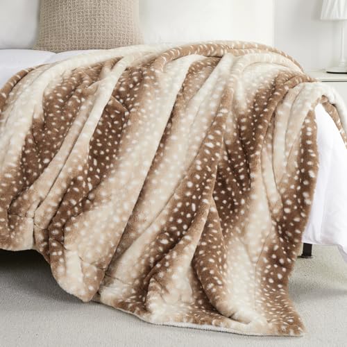 Cozy Bliss Luxury Faux Fur Throw Blanket Leopard Print, Non Shedding Double Sided Sherpa Blankets Super Soft Fluffy Thick Warm Throws Home Decor for Couch Bed Sofa Women