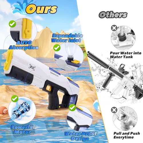 EagleStone Electric Water Gun Squirt Gun for Adults Kids Ages 8-12, Automatic Super Powerful Soaker Water Guns 33FT Long Range, Auto Absorption Modular Battery Powered, Summer Pool Outdoor Game Toys