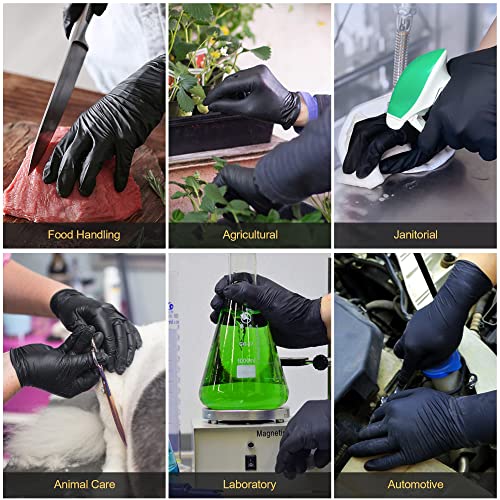 TitanFlex Disposable Nitrile Exam Gloves, 6-mil, Black, Small 100-ct Box, Heavy Duty Disposable Gloves, Cooking Gloves, Mechanic Gloves, Latex Free Gloves, Food Safe Rubber Gloves for Food Prep