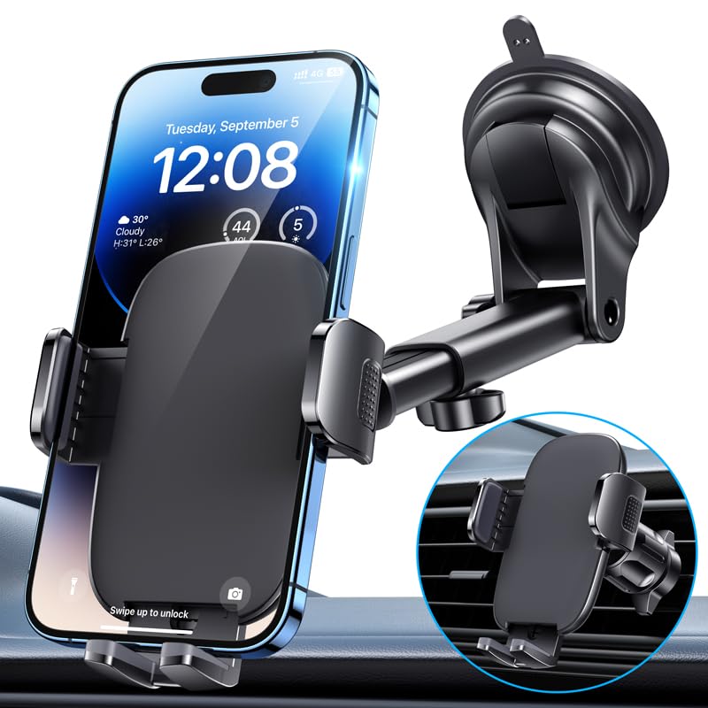 FESIYOYE Phone Holders for Your Car [Ultra-Durable Suction] Cell Phone Car Mount for Dashboard Windshield Air Vent Universal Automotive Accessories Car Mount Cradles Fit for iPhone Android Smartphones