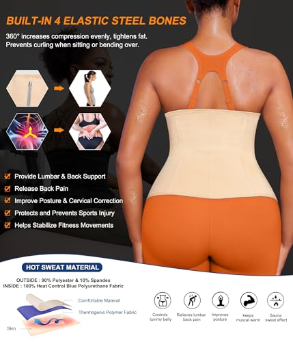 TrainingGirl Women Waist Trainer Trimmer Corset Weight Loss Tummy Wrap Workout Belt Sweat Belly Band Sports Girdle Sauna Suit