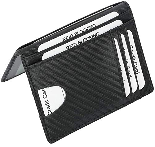 Dorras Slim Wallet Minimalist Front Pocket RFID Blocking Bifold Wallets, Credit Card Holder With ID Window - Black