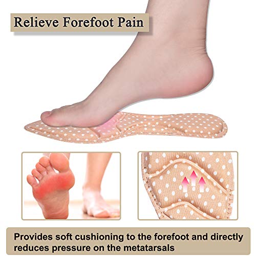 Shoe Inserts, Shoe Insoles Women, High Heel Insoles, (2 Pairs Beige) Shoe Cushion Inserts Breathable, 5D Sponge Barefoot Comfort Insoles, for Massaging, Arch Pain and Foot Pain Relieve