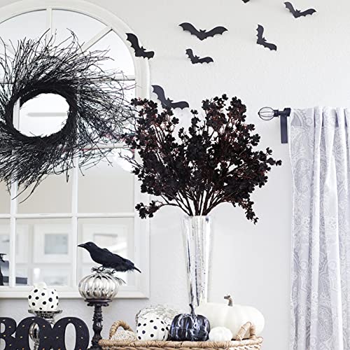 AILANDA 6PCS Artificial Flowers Baby Breath Faux Flowers Black Fake Silk Gypsophila Flowers for Autumn Home Kitchen Wedding Table Centerpiece Halloween Thanksgiving Decorations