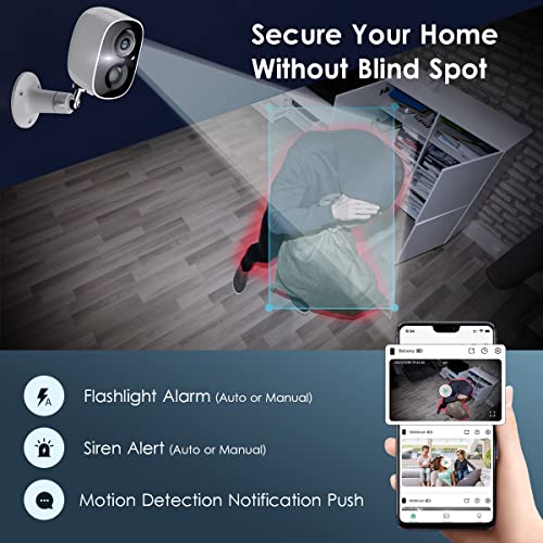 Solar Security Cameras Wireless Outdoor, Outdoor Camera Wireless 2-Way Talk Battery Powered Wi-Fi Cameras for Outside/Indoor 1080P Night Vision AI Motion Detection Spotlight Siren Alarm Waterproof