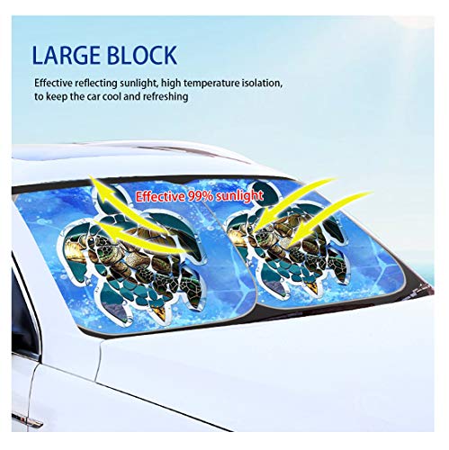 COEQINE Sea Turtle Sun Shade 2 Piece Sun Shade for Car Windshield Ocean Animal Car Sun Shade Cute Foldable for Universal Track SUV Sedan