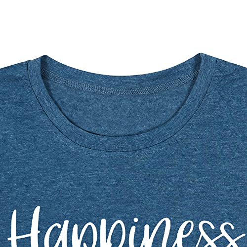 MAIHUN Womens Grandma Shirt Happiness is Being a Grandma Shirt Funny Letters Printed Casual Grandmother Tee Top Blue