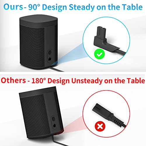 1.15ft Power Cord Compatible with Sonos One, One SL and Play 1 Speakers with Wood Skin Decal Wrap Stickers, L-Sharped Short Power Cable Replacement Cord for Sonos Power Supply Cable - Black