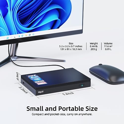 MeLE Quieter3C Fanless Mini PC, Win 11 Pro, Intel Celeron N5105, 8GB RAM, 128GB ROM, Full-Function USB-C, WiFi 5, Triple Display, Slim Desktop PC on Industrial, Home, Office