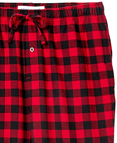 Amazon Essentials Men's Flannel Pajama Pant (Available in Big & Tall), Red Buffalo Plaid, Large