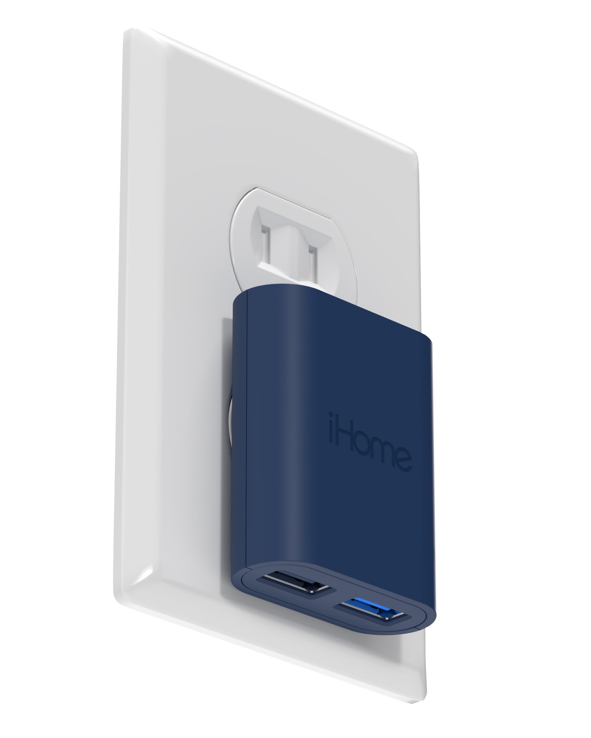 iHome 2 Port USB Wall Charger: AC Pro Multiport USB Charger, USB Plug Adapter & Phone Charging Block, Double USB Wall Plug, Flat 2 Port USB Charger & USB Wall Adapter