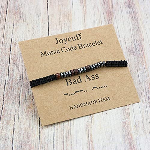 JoycuFF Godmother Inspirational Morse Code Bracelet for Women Secret Message Wood Beads with Cord Jewelry Birthday Christmas Mother's Day Gift for Her Mother Grandmother