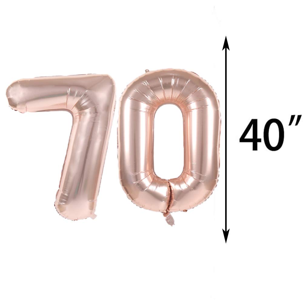 70th Birthday Decorations Party Supplies,70th Birthday Balloons Rose Gold,Number 70 Mylar Balloon,Latex Balloon Decoration,Great Sweet 70th Birthday Gifts for Girls,Photo Props