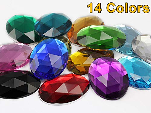 Allstarco KraftGenius 40x30mm Pink Fuchsia .NAT01 Large Flat Back Oval Acrylic Rhinestones Cosplay Costume Gems Plastic Jewels Embelishments DIY Crafts Gemstones - 4 Pieces
