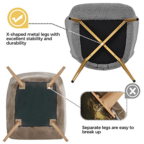 Yaheetech Accent Chair and Ottoman Set, Sherpa Armchair with Golden Metal Legs and High Back, Footstool for Living Room, Lounge, Gray